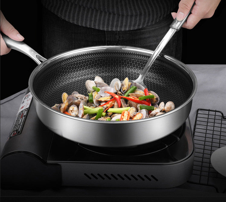  Stainless Stee Frying Pan Non-Stick Fryi